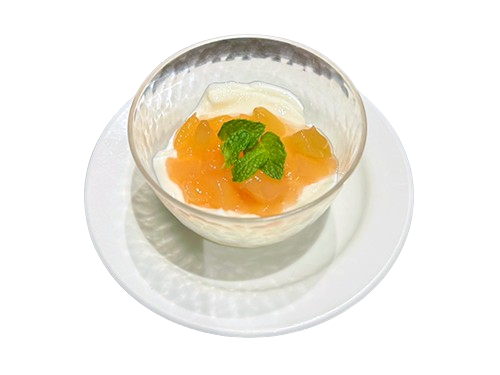 桃とミントの杏仁豆腐